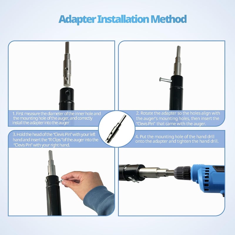 neeki Two Stage Auger Adapter, Ice Auger Drill Adapter, for 1/2 Inch Hand Drills, for 3/4 and 7/8 Inner Diameter Augers, for Digging Holes, Garden Planting, etc - Image 5